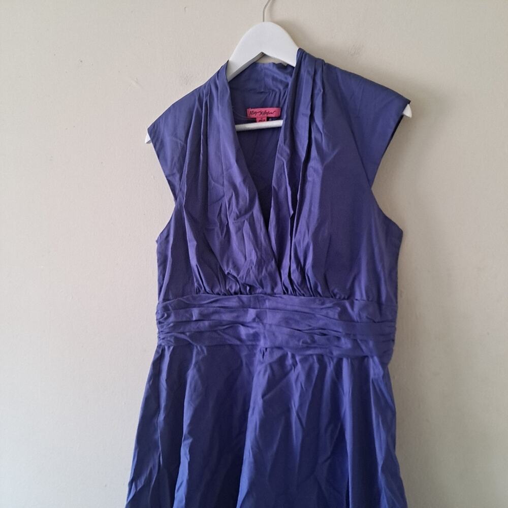 Betsey Johnson Purple Cotton Blend Fit & Flare V-neck Cap Sleeve  Dress - Size12 - Picture 3 of 9